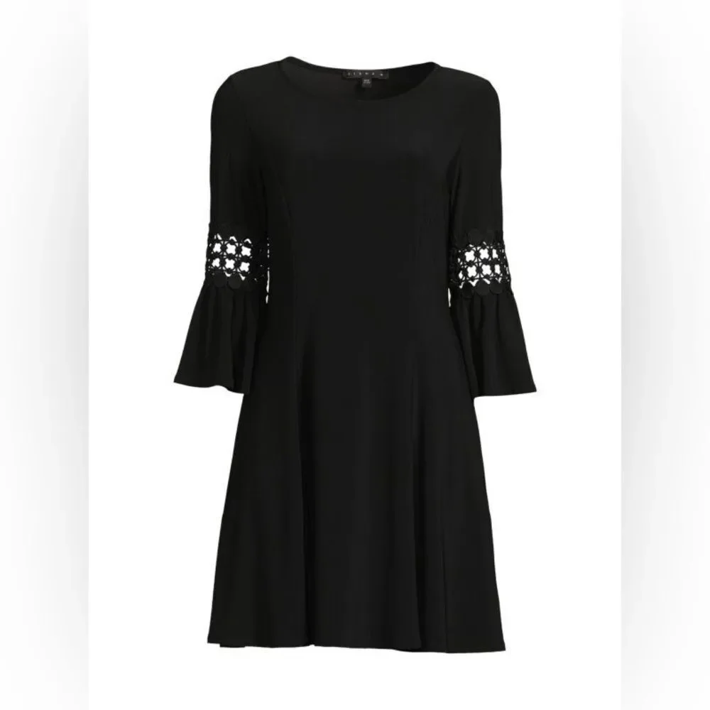 TASH+SOPHIE Lace‎ Trim Mini A Line Dress black size M NWT